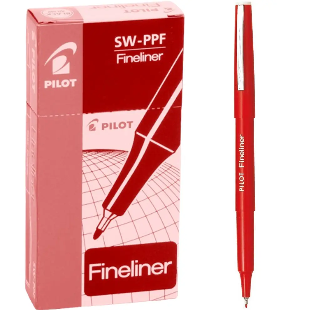 Pilot Original Fineliner Pen Marker 0.4Mm Red Box 12 1