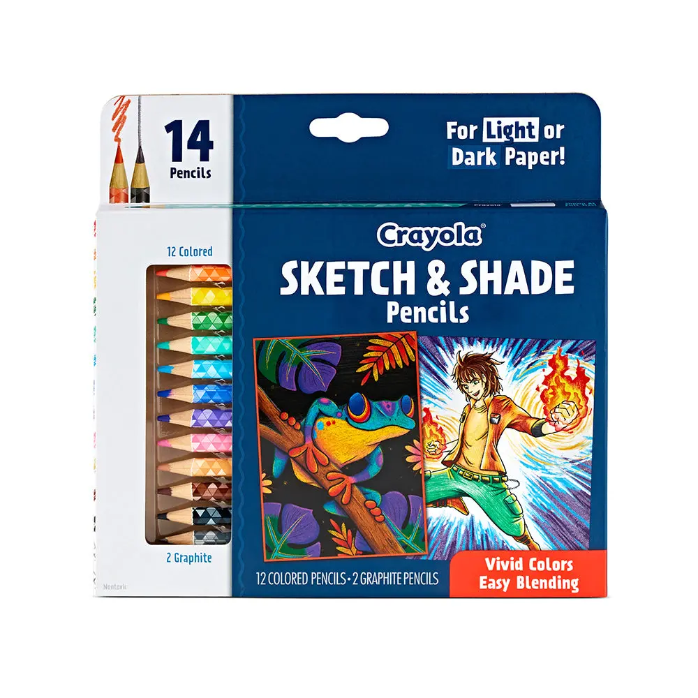 14Pc Crayola Kids/Childrens Creative Sketch & Shade Pencils 96M+ 1