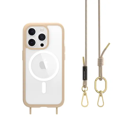 Mageasy Roam With Strap For Iphone 15 Pro - Beige 1