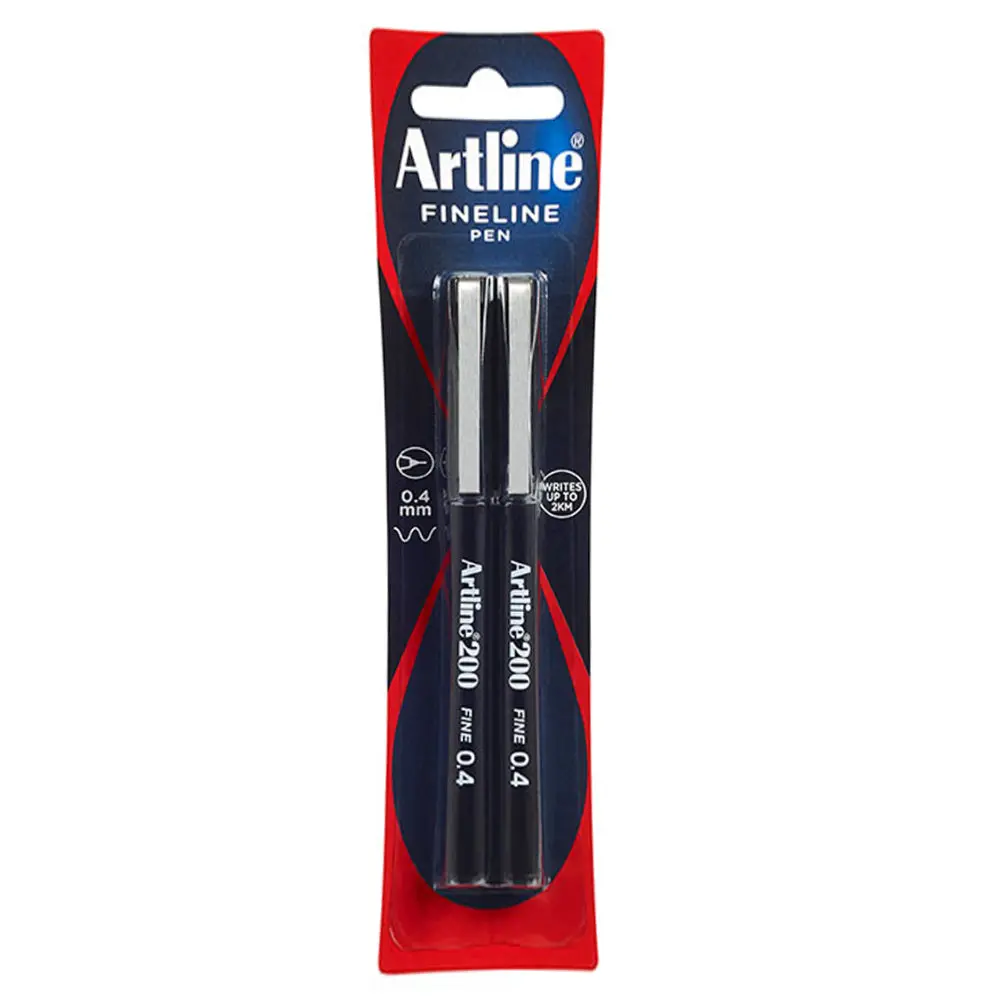 Artline Fineline 0.4Mm Pen Black (2-Piece) 1