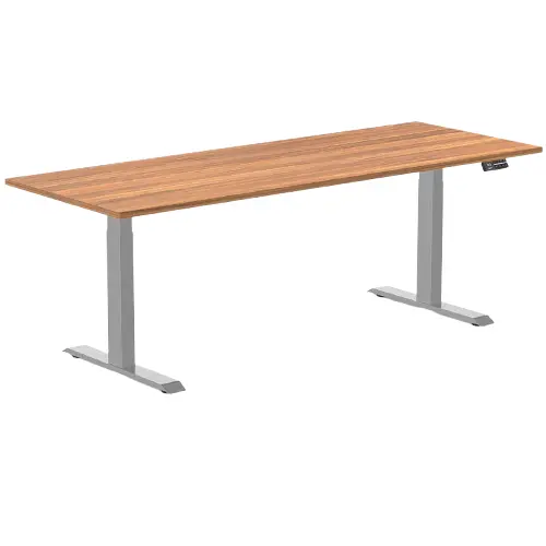 Desky Dual Melamine Sit Stand Desk 200Cm Prime Oak Desktop And Grey Frame 1