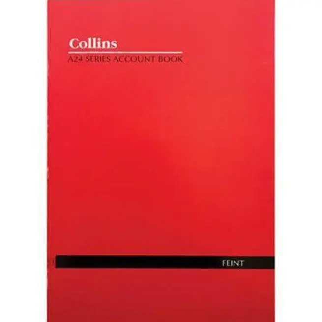 Collins A24 Series Account Book Feint Ruled Stapled 24 Leaf A4 Red 1