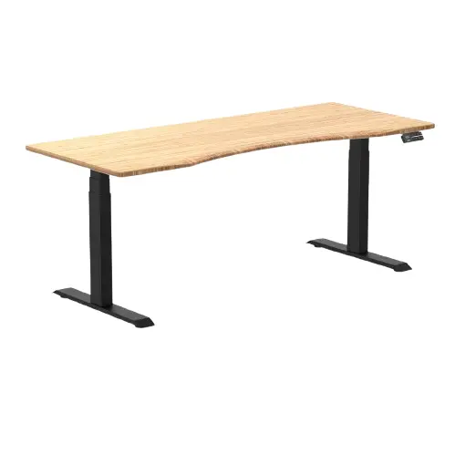 Desky Dual Ergo Edge Sit Stand Desk 180Cm Bamboo Desktop And Matte Black Frame 1