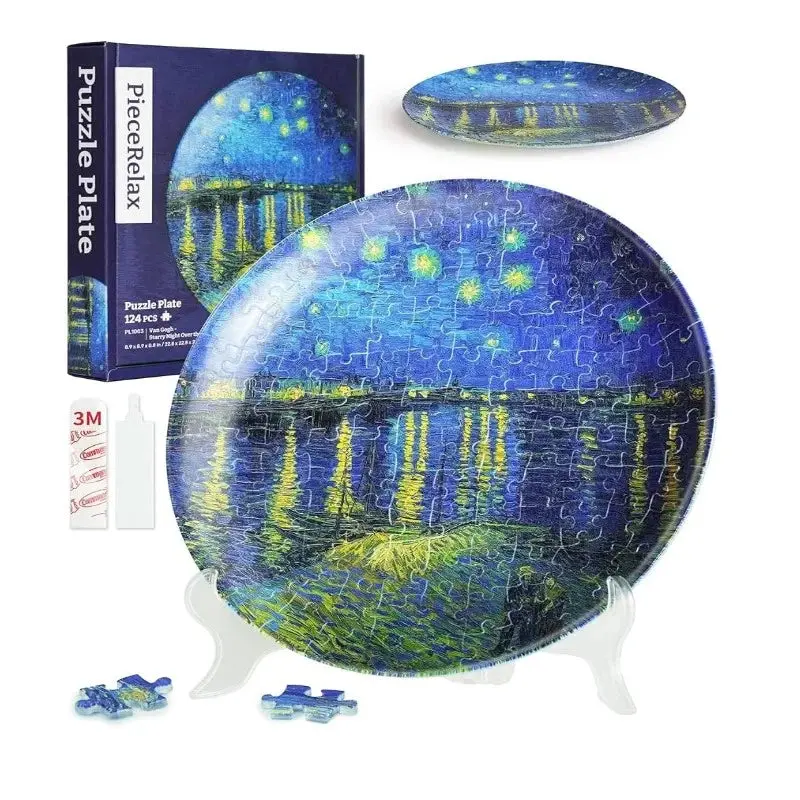 Pintoo 3D Plate Van Gogh Starry Night Over Rhone Puzzle 1