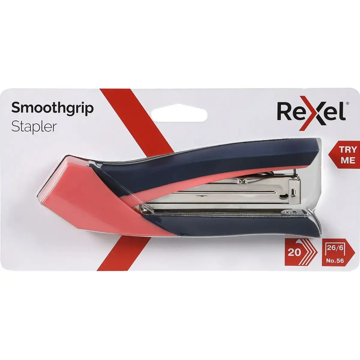 Rexel Smoothgrip Stapler Full Strip Black 20 Sheet Capacity 26/6 Grey Peach 2
