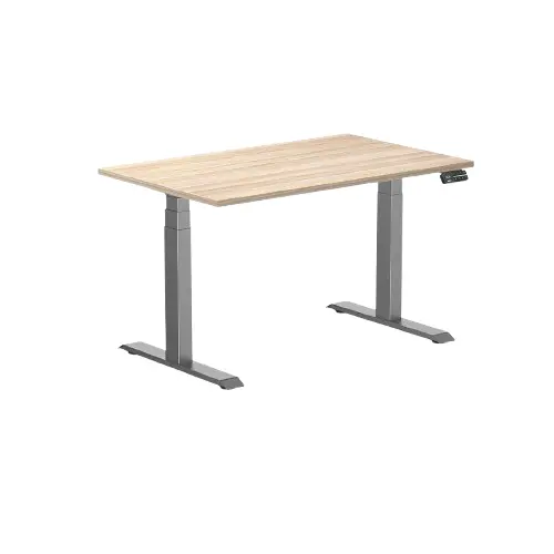 Desky Dual Melamine Sit Stand Desk 120Cm Classic Oak Desktop And Space Grey Frame 1