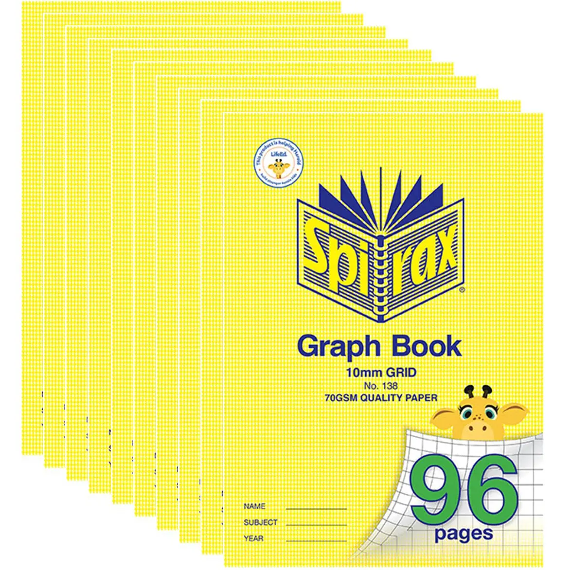 Spirax 138 Graph Book 10Mm Grid 96 Page A4 Pack 10 1