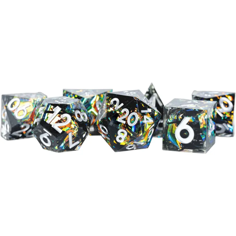 Fanroll By Metallic Dice Games Mdg Handcrafted Sharp Edge Resin Dice Set - Simmering Coal 1