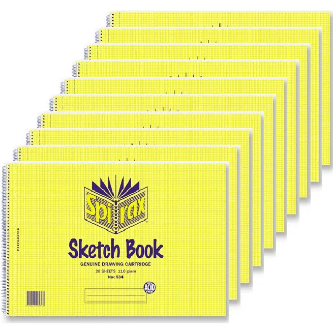 Spirax 534 Sketch Book Spiral Bound 40 Page A4 Pack 10 1