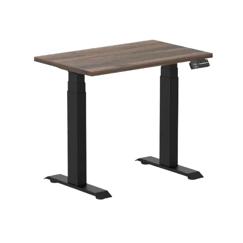 Desky Dual Mini Sit Stand Desk 800X500 Jarrah Legno Desktop And Matte Black Frame 1