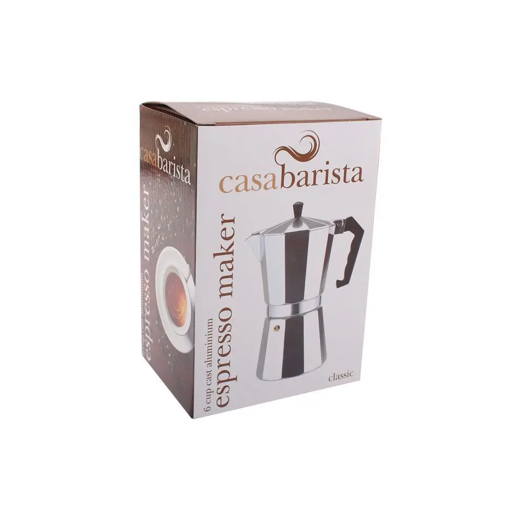 Casabarista Classic Aluminium 6 Cups Espresso Coffee Maker Moka Pot Silver 1