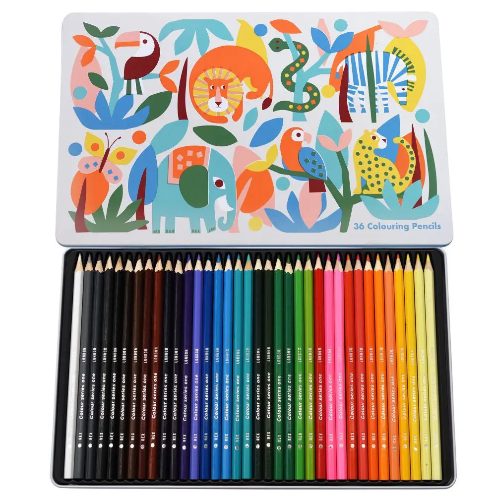 Rex London Colouring Pencils Drawing Stationery 3Y+ (Wild Wonders) [36-Pieces] 1