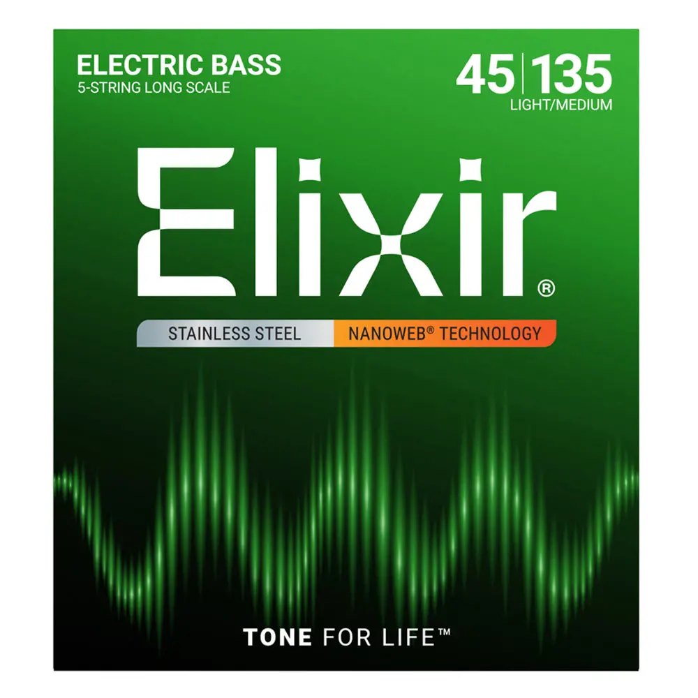 Elixir #14782 Bass Guitar 5 String Nano Coat Stainless Steel 45-135 Light/Medium 1