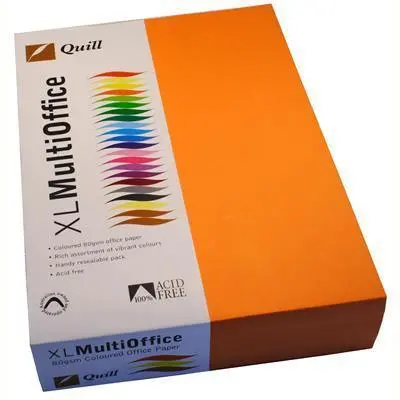 Quill Coloured A4 Copy Paper 80Gsm Orange Pack 500 Sheets 1