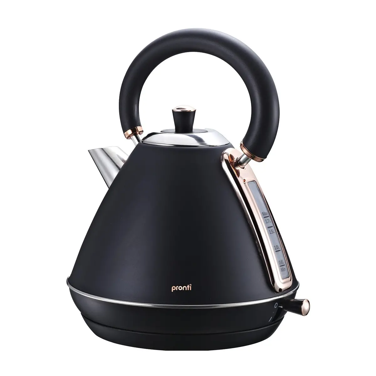 Pronti 1.7L Rose Trim Collection Kettle Stainless Steel (Black) 1