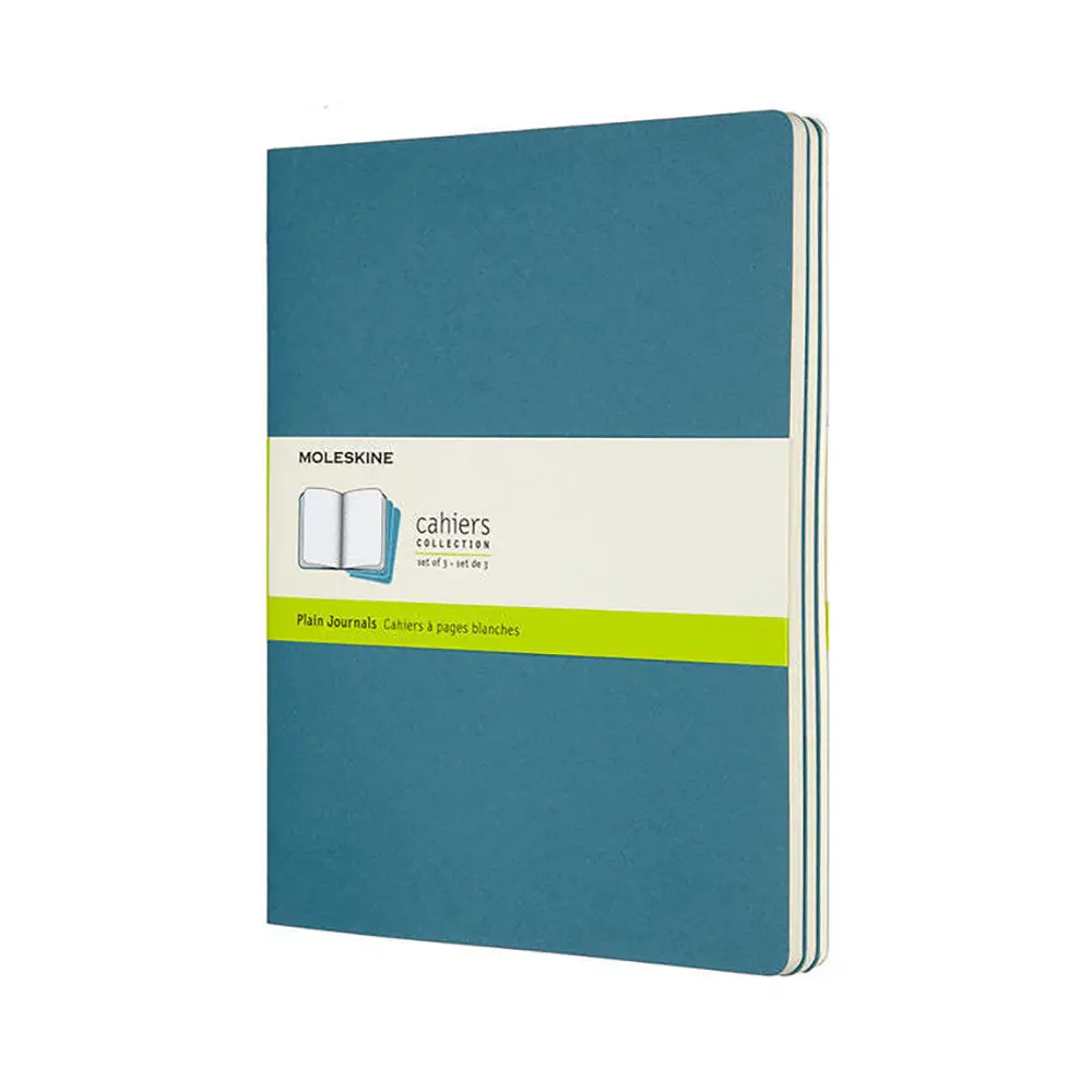 Moleskine Cahier Soft Cover Notebook Plain Set X-Large (Brisk Blue) [3-Pieces] 1