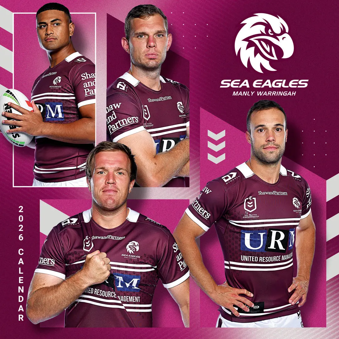 Paper Pocket Nrl Manly Sea Eagles 2026 Calendar 1