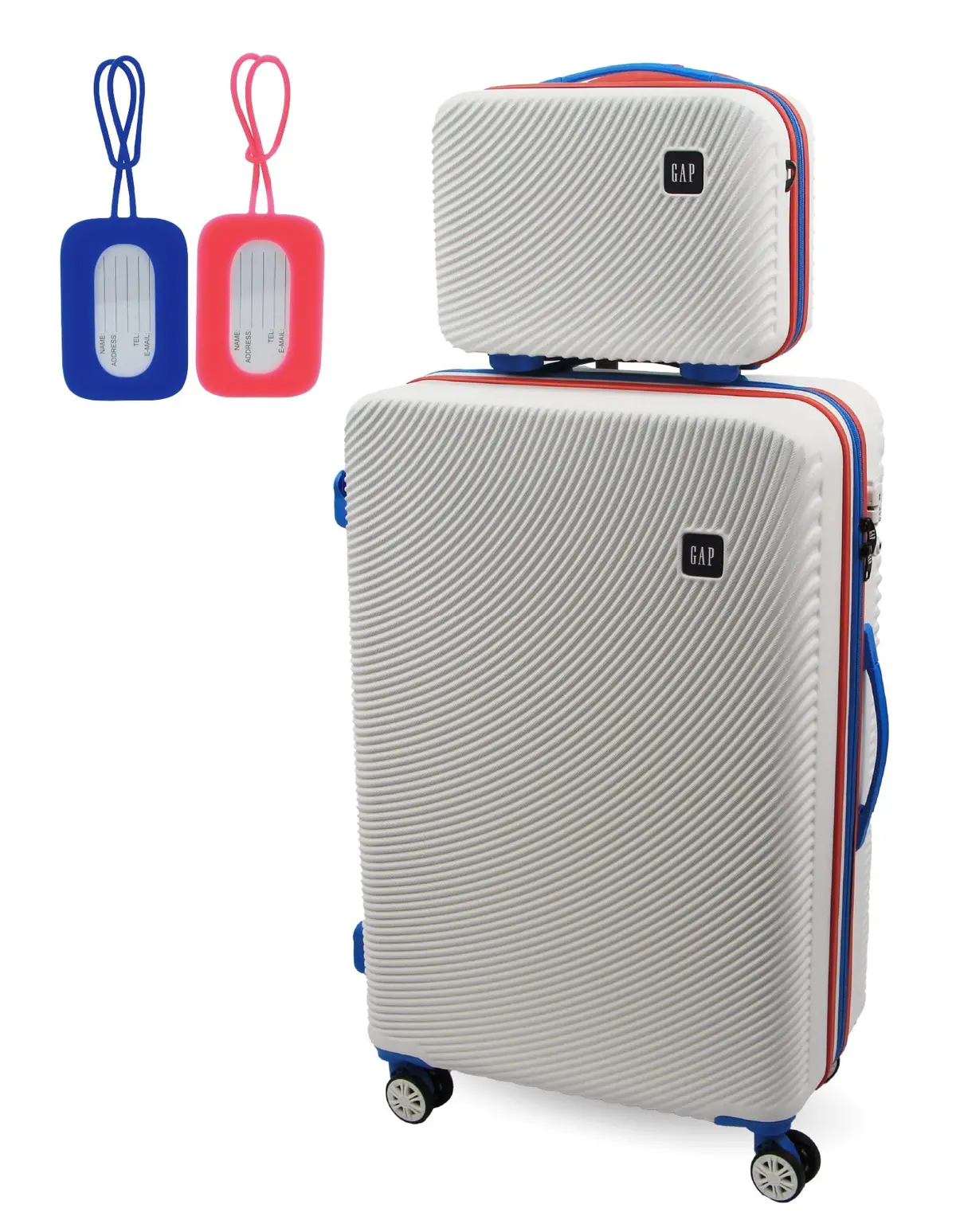 Gap Large Hard-Shell Luggage & Mini Beauty Travel Case Set W/ Tag White 1