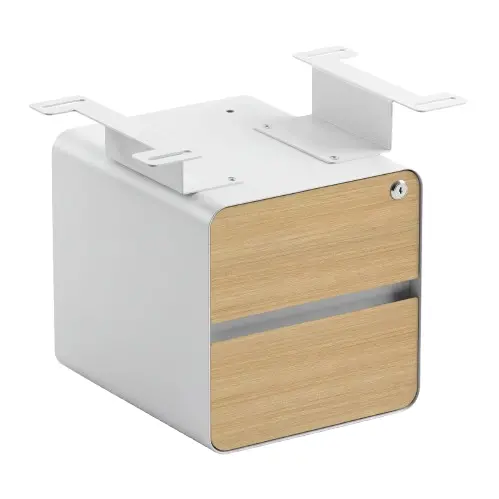 Desky Minimal Under Desk Cabinet - Sublime Teak Melamine / White 1