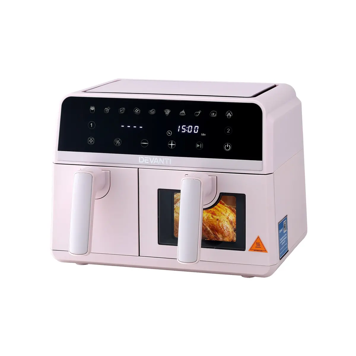 Devanti Air Fryer 9L Dual Zone Fryers 2600W (Pink) 1