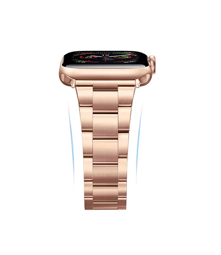 Friendie Sydney Collection Steel Link Band For Apple Watch 7/8/9/10/11/Se  (Rose) [Large] [42/44/45/46Mm Ultra 49Mm 1