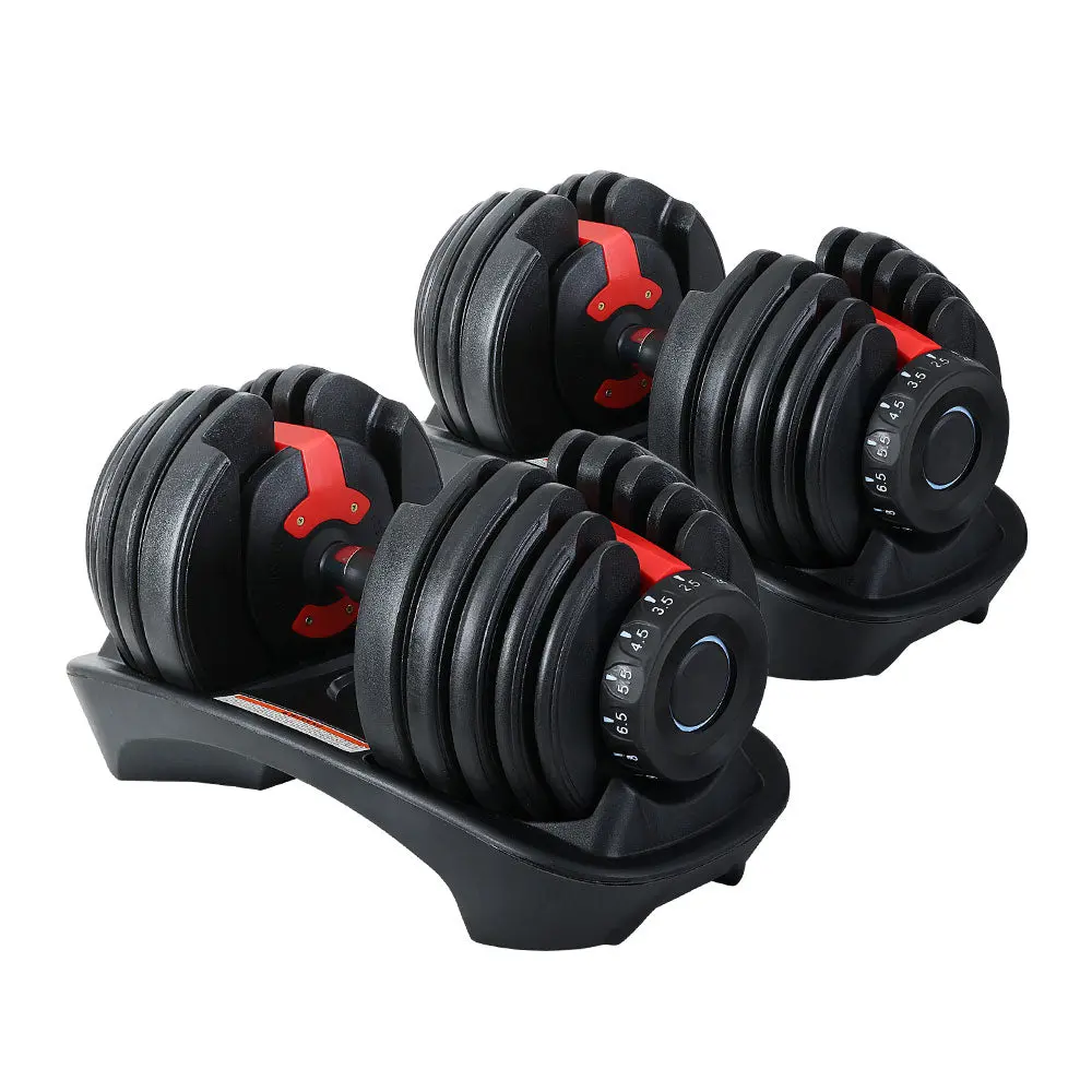Everfit 24Kg Dumbbells Adjustable Dumbbell Weight Plates Home Gym 2Pcs 1
