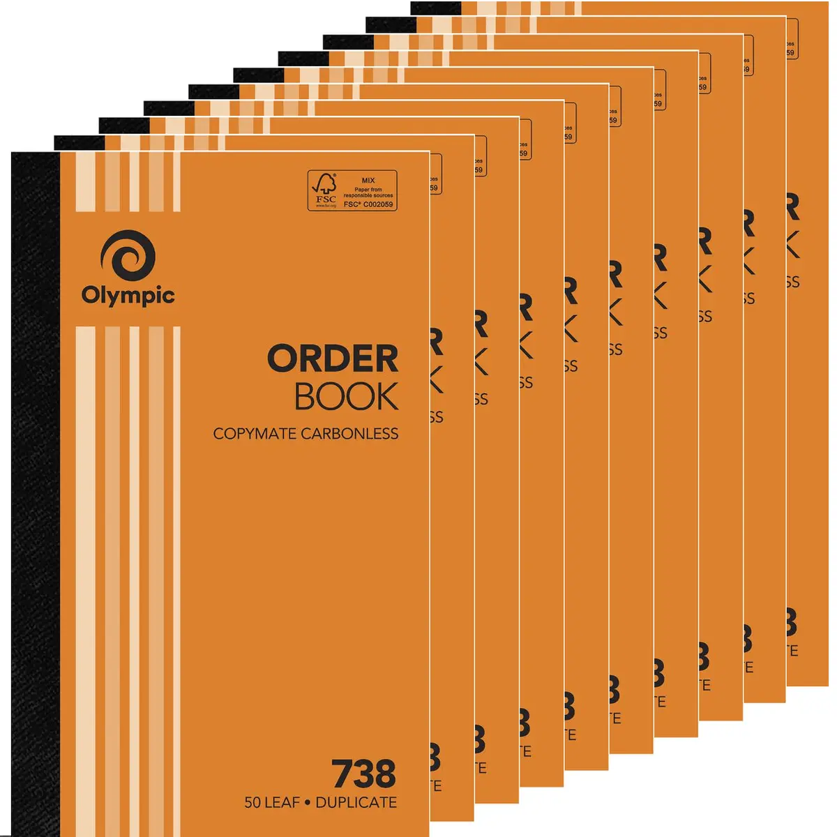 Olympic 10 Pack 738 Duplicate Order Book Carbonless 50 Leaf Bulk 1