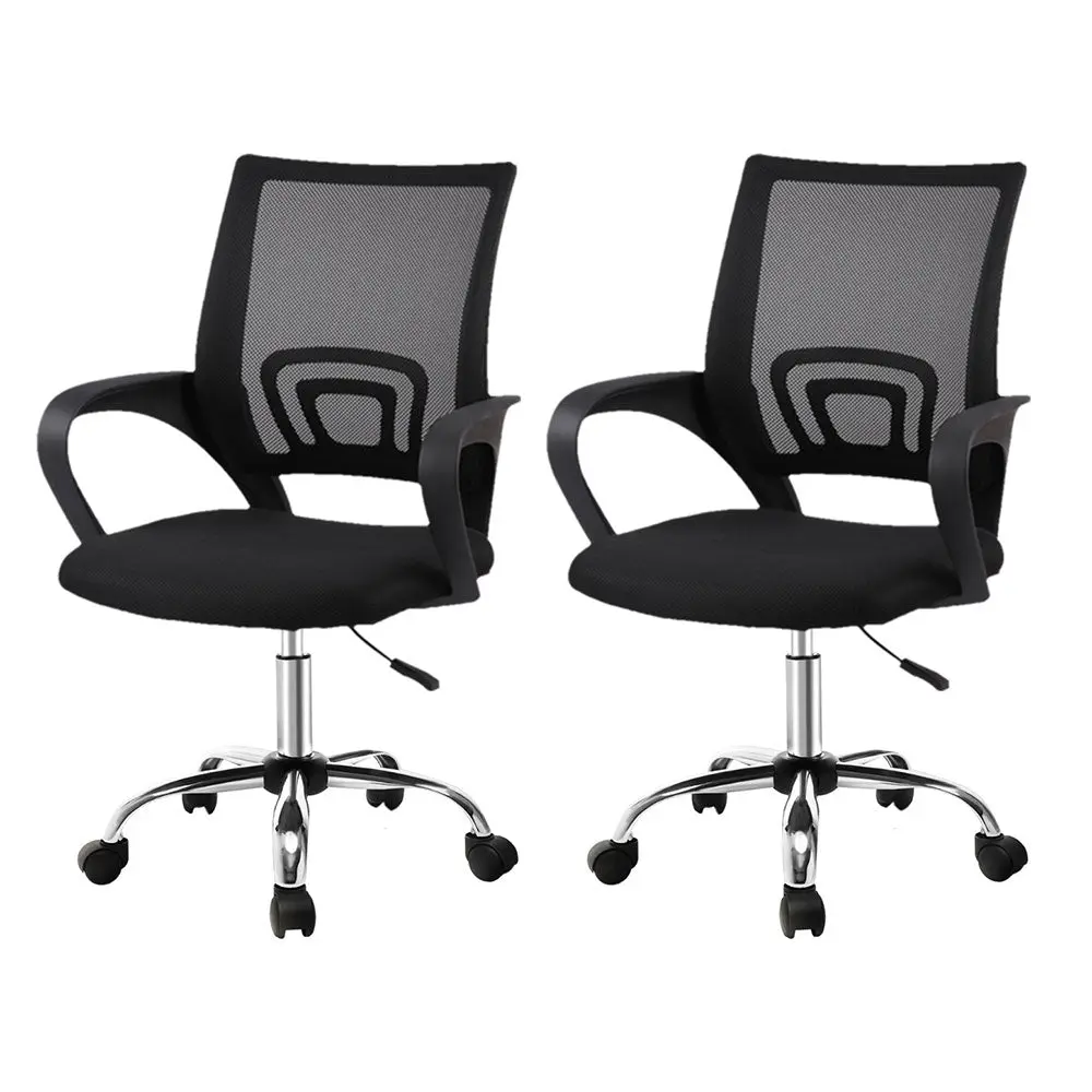 Artiss 2X Mesh Office Chair Mid Back (Black) 1