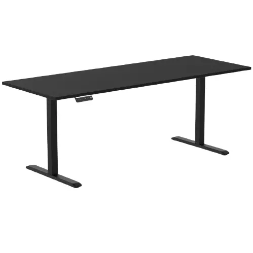 Desky Single Sit Stand Gaming Desk 200Cm Black Desktop And Black Frame 1