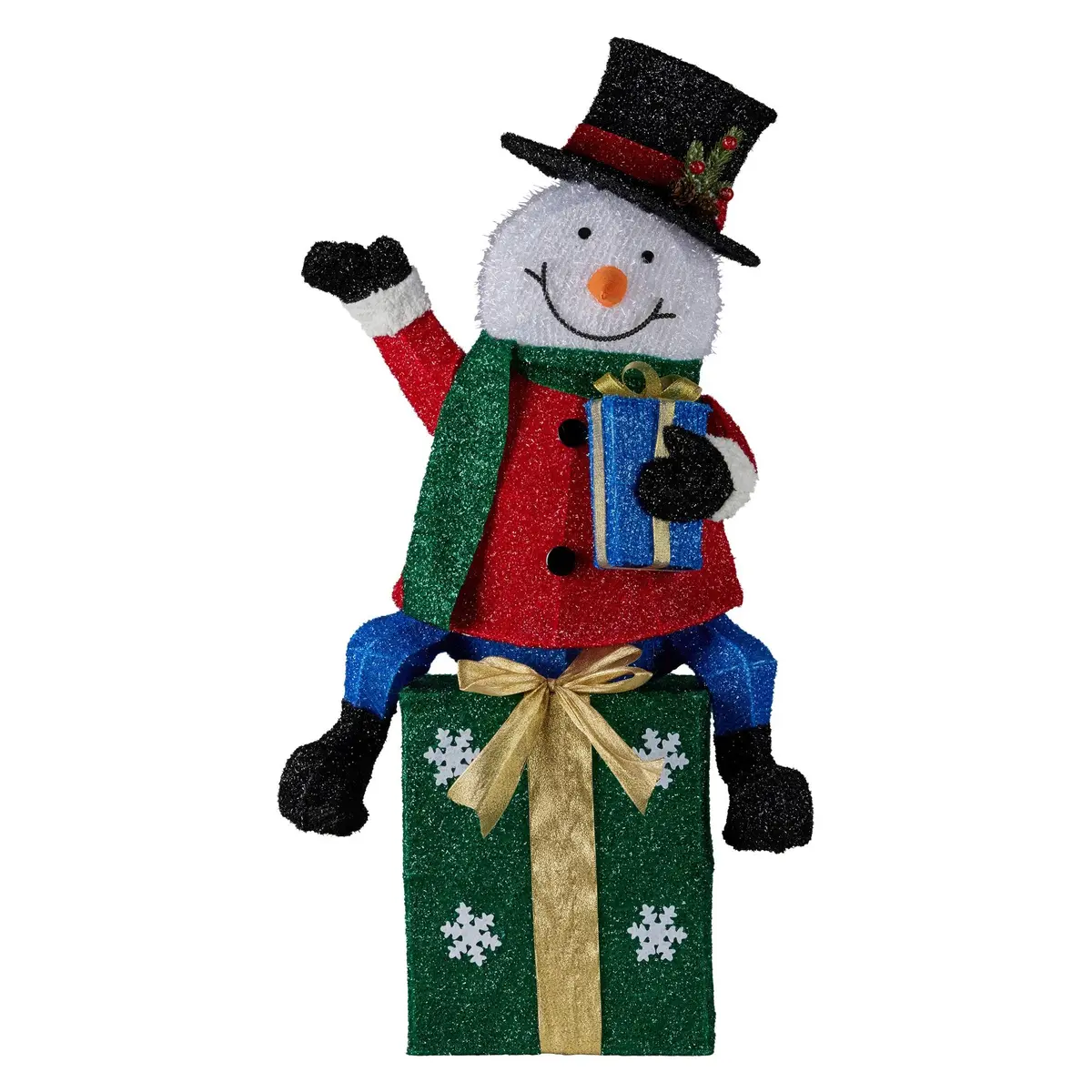 Christabelle 85Cm Christmas Snowman On Presents Display With Lights 2
