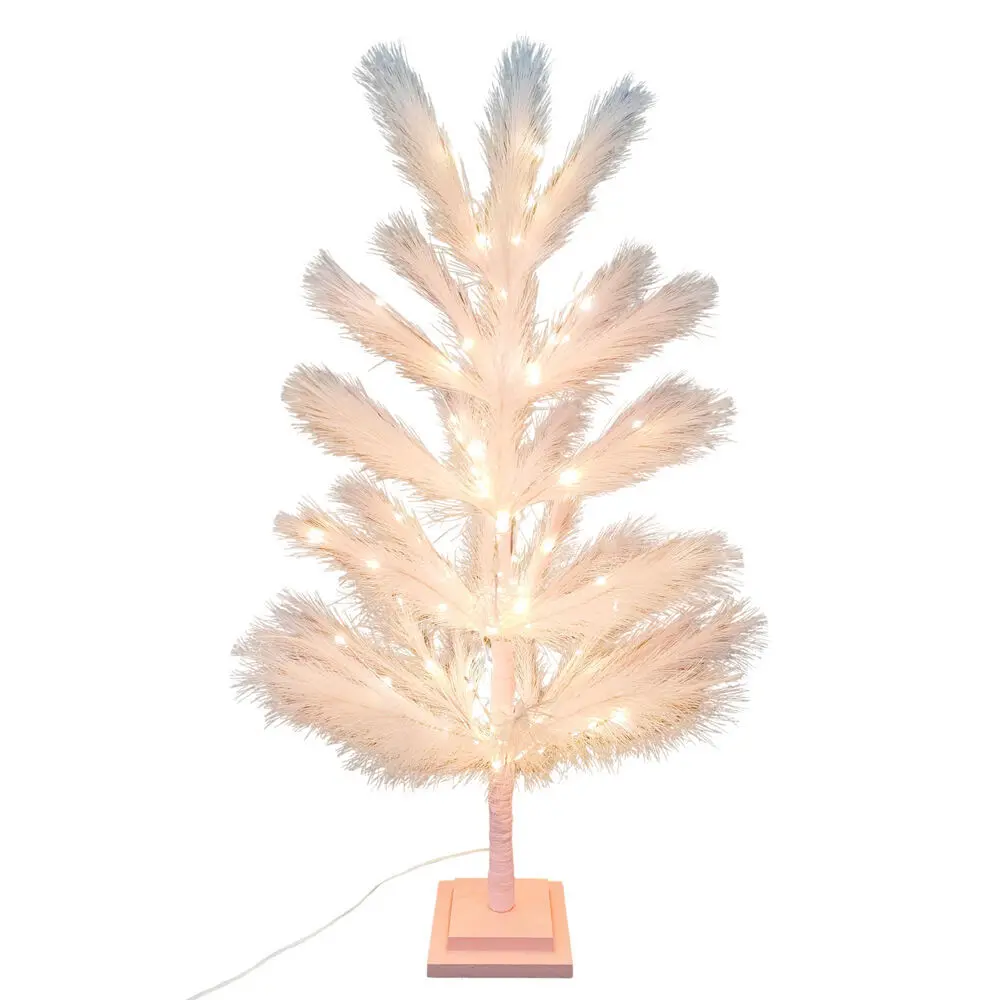Urban Whisp Wooden Christmas Tree With 82 Led Lights 90Cm Pink 1