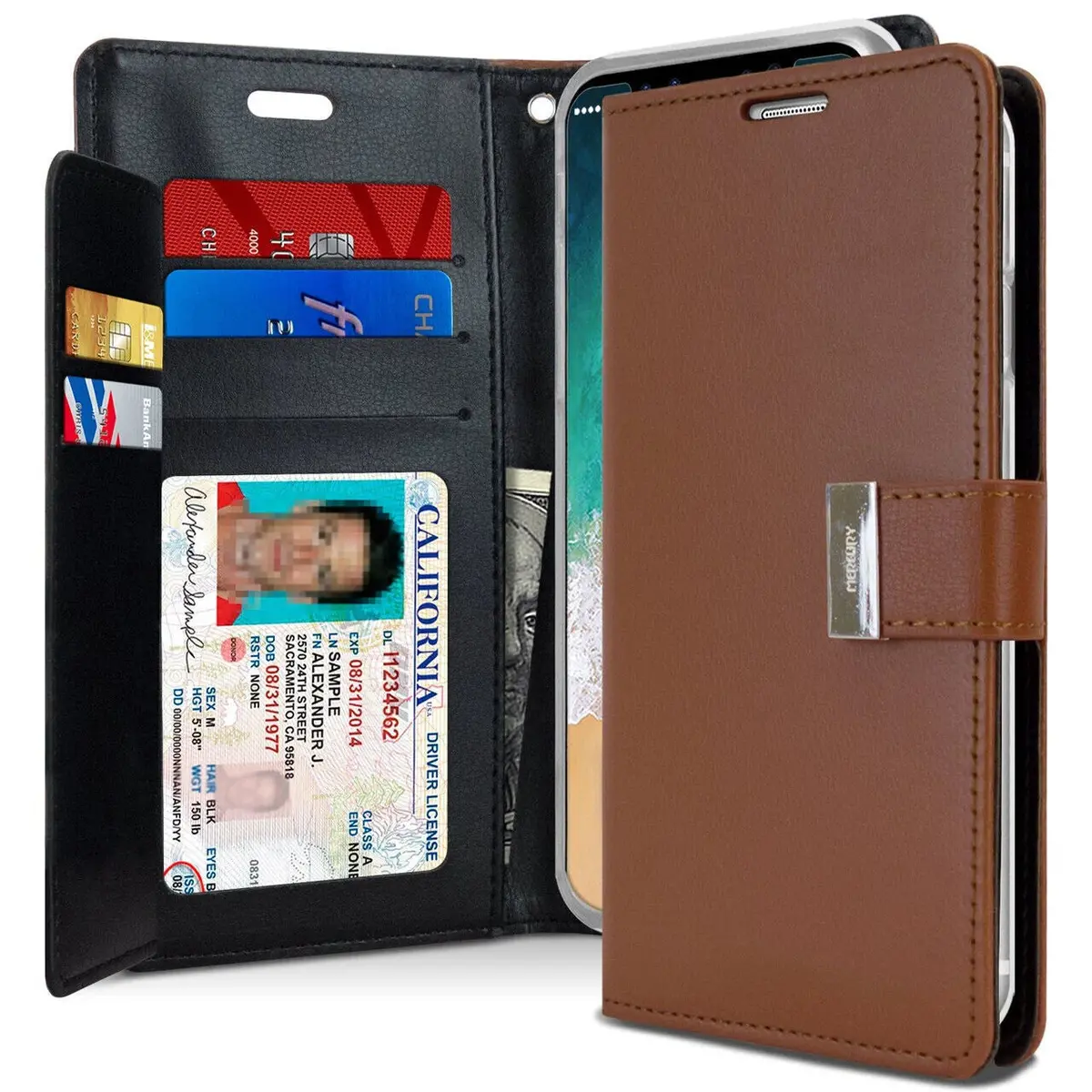 Goospery Rich Diary Case For Iphone 15 Pro - Brown 1