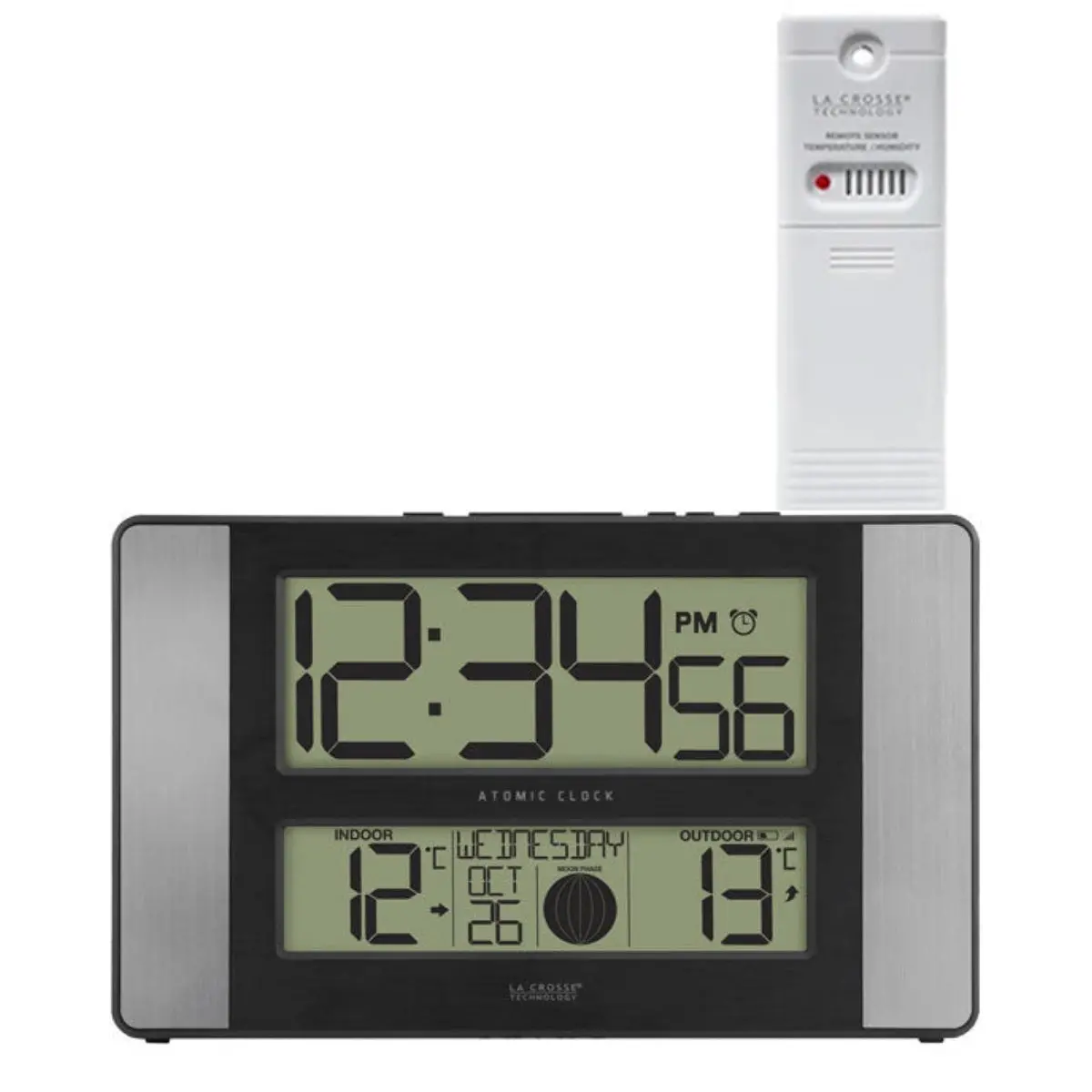 La Crosse 513-1417Al Moon Phase Digital Wall Clock With In/Outdoor Temp 1