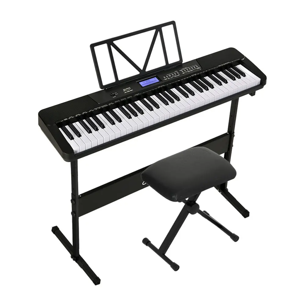 Alpha 61 Keys Electronic Piano Keyboard Digital Electric With Stand Stool Touch 1