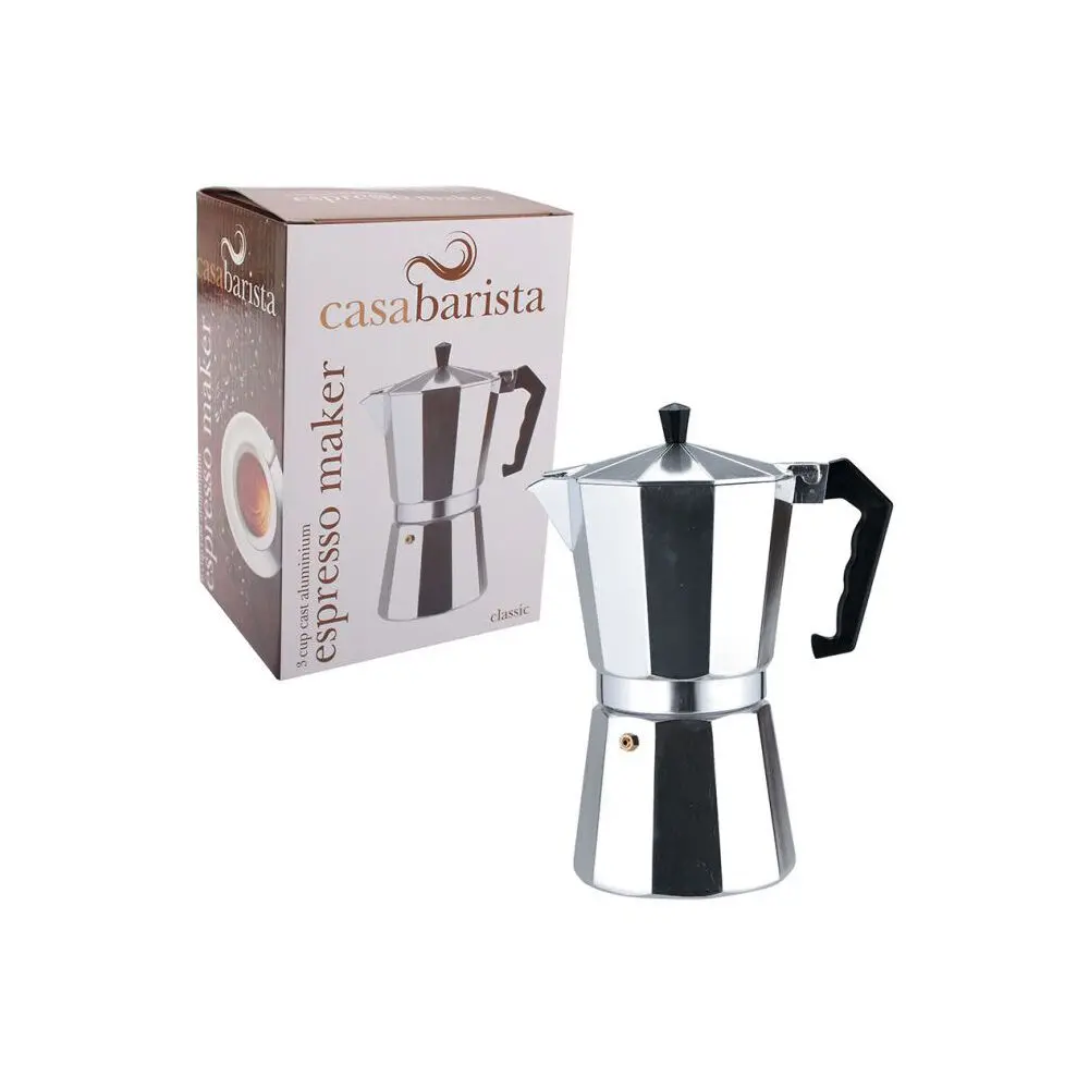 Casabarista Classic Aluminium 3 Cups Espresso Coffee Maker Moka Pot Silver 2