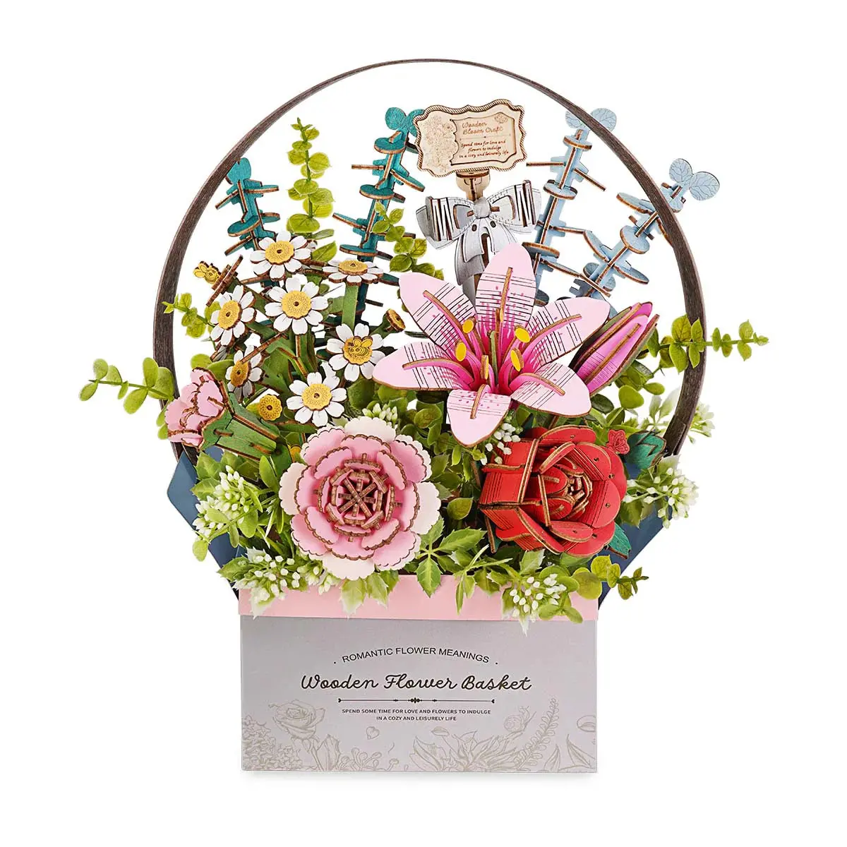 Robotime Wood Bloom Flower Basket 1