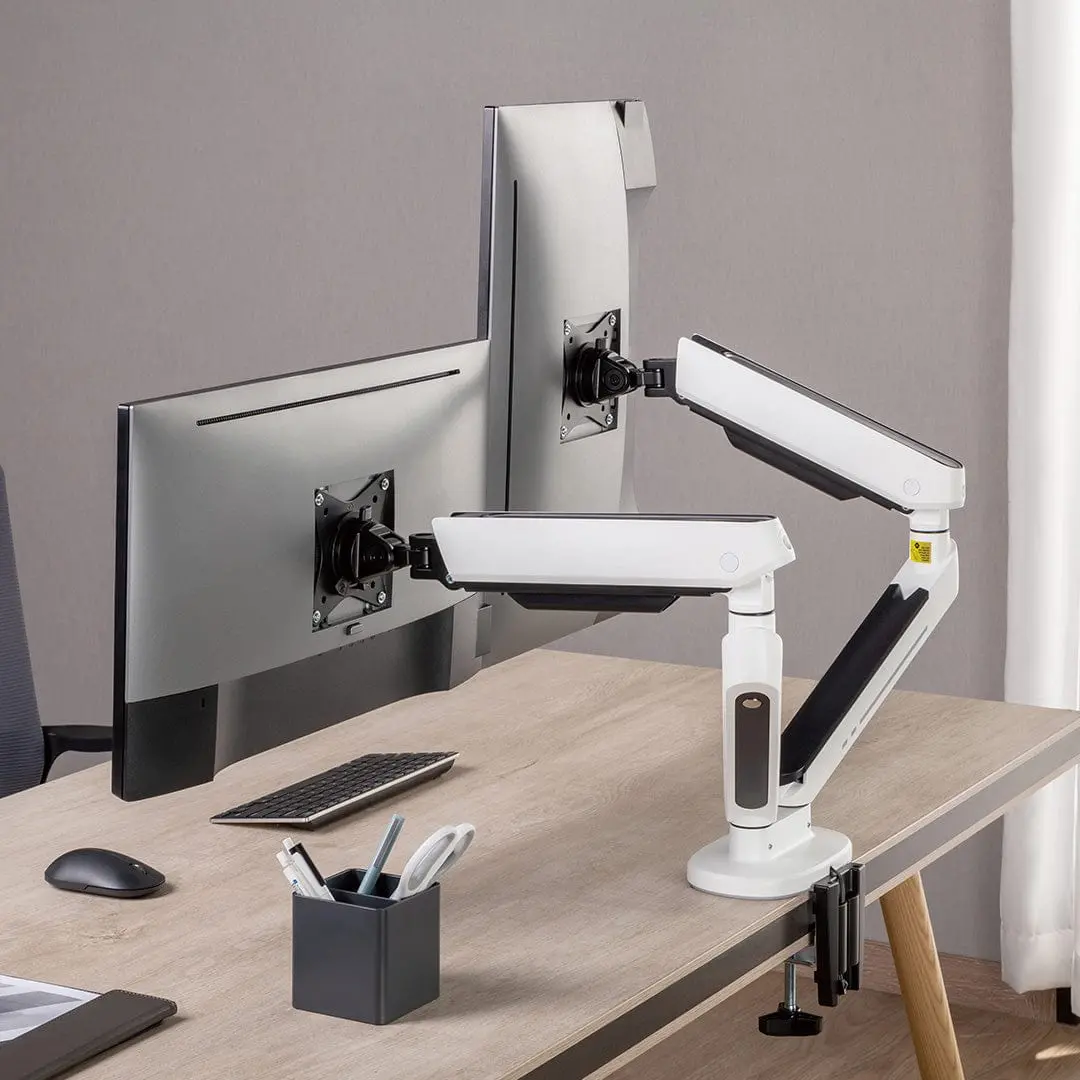 Desky Dual Led Monitor Arm - White 2