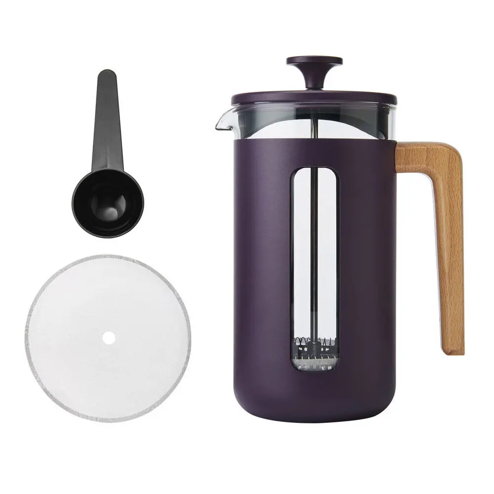 La Cafetiere Pisa 8-Cup Cafetiere Manual Glass Coffee Press Maker (Purple) 1