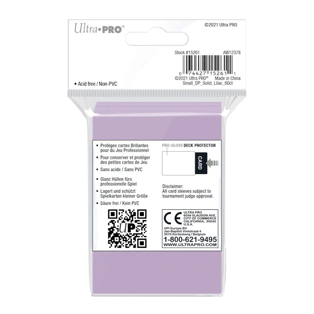 Ultra Pro: Up15261 Pro-Gloss 60Ct Small Deck Protector Sleeves: Lilac 2