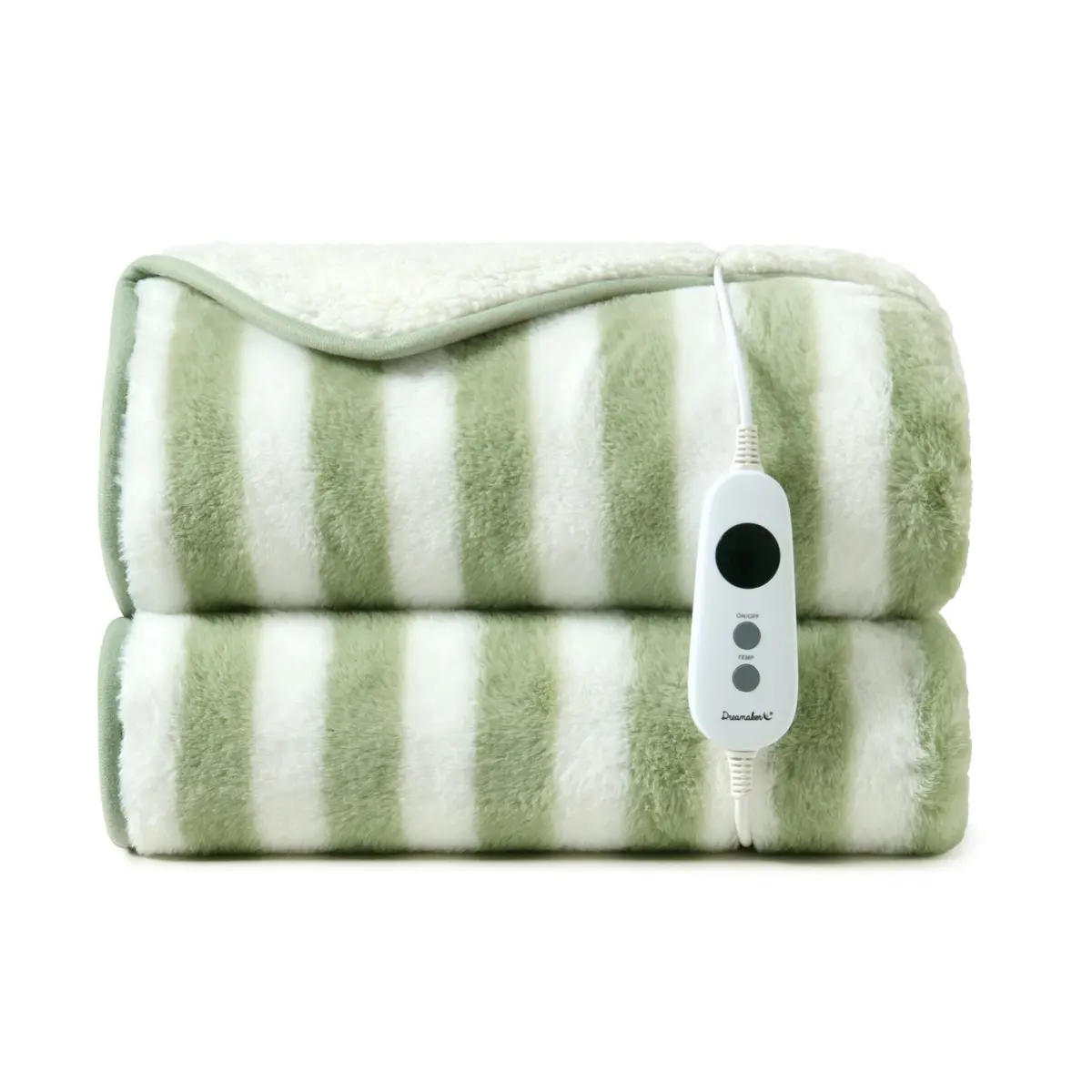 Dreamaker Linea Faux Fur Heated Throw [180X200cm] (Olive) 1