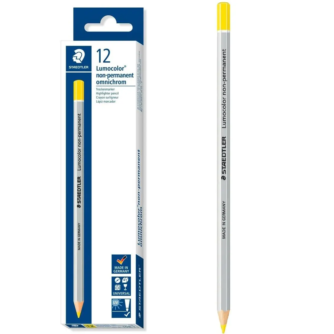 Staedtler 108 Lumocolor Non-Permanent Omnichrom Pencils Yellow Box 12 1