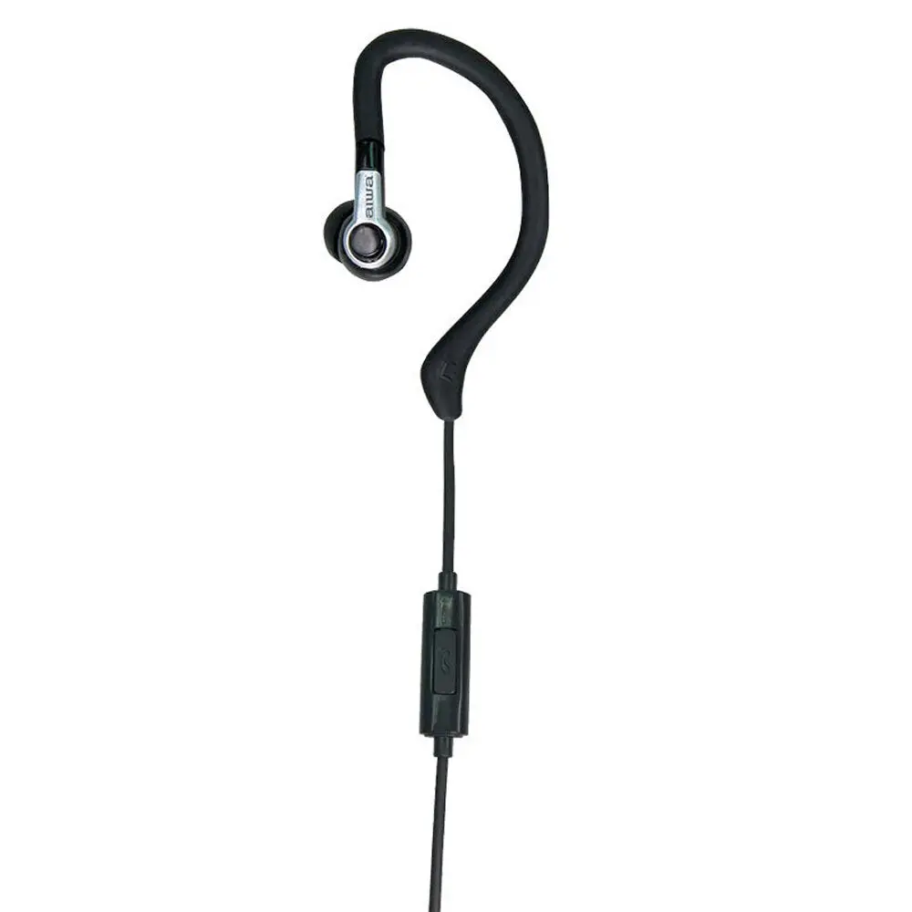 Aiwa In-Ear Hook Gel Sports 1.2M Wired Earbuds (Black) 2