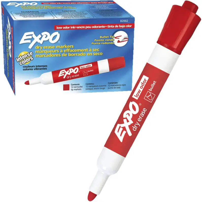 Expo Whiteboard Marker Bullet Tip Red Box 12 1