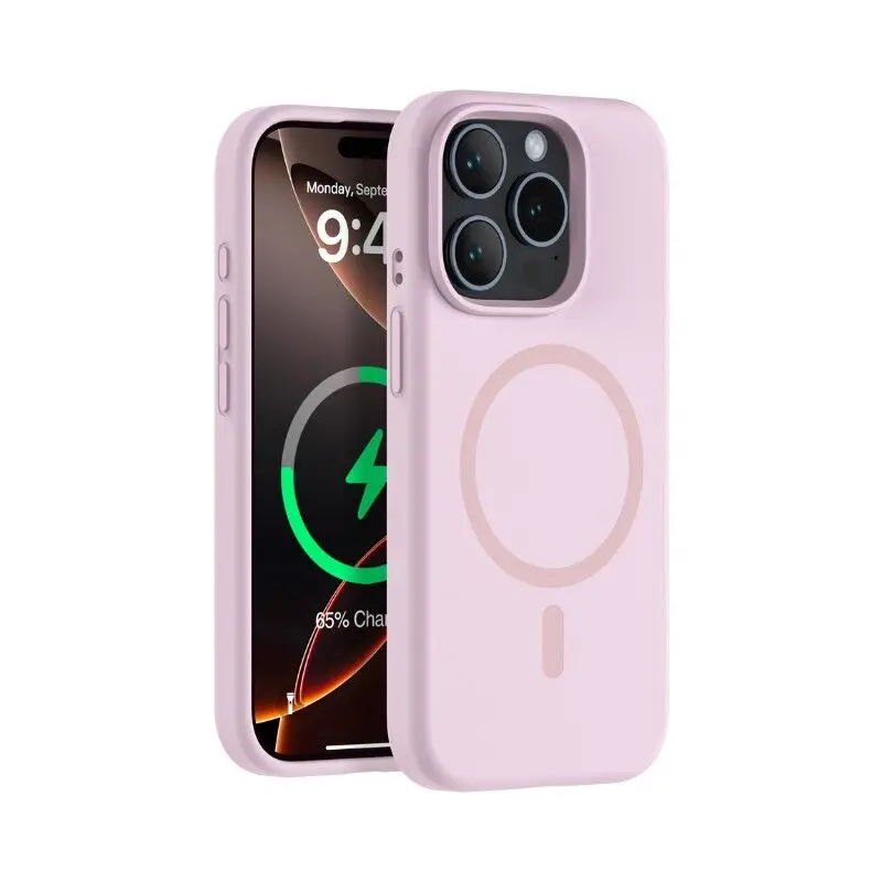 Ishield [Ultra Magsafe] Liquid Silicon Snap Case Iphone 15 Pro Pink 1