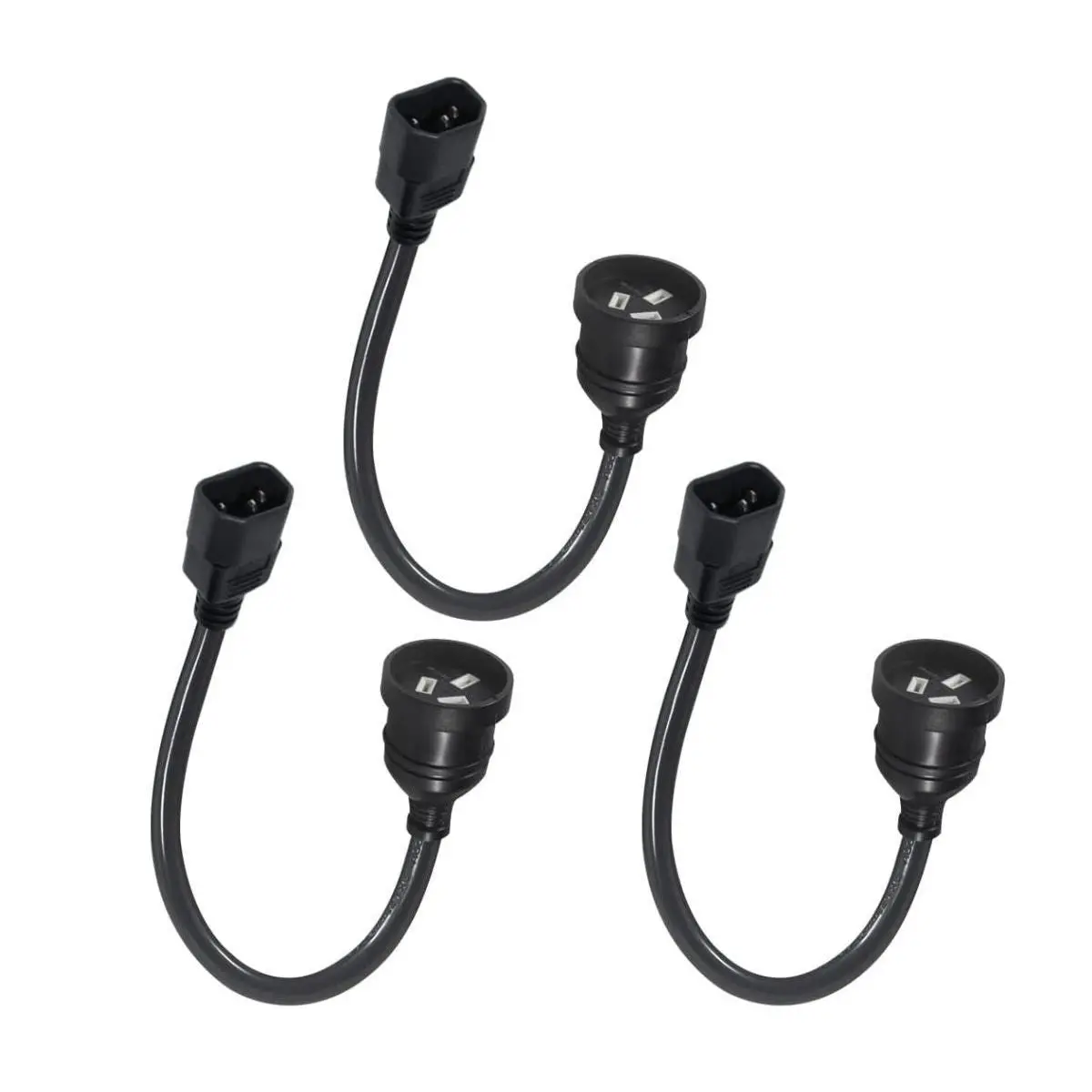 Booc [3Pk] 20Cm Ultra-Short Au Power Cord, Iec C14 To 3-Pin As/Nzs Plug 10A 240V 1