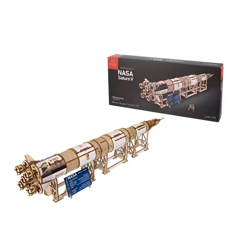 Ugears Nasa Saturn V Rocket Wooden Mechanical 3D Model Kit 2