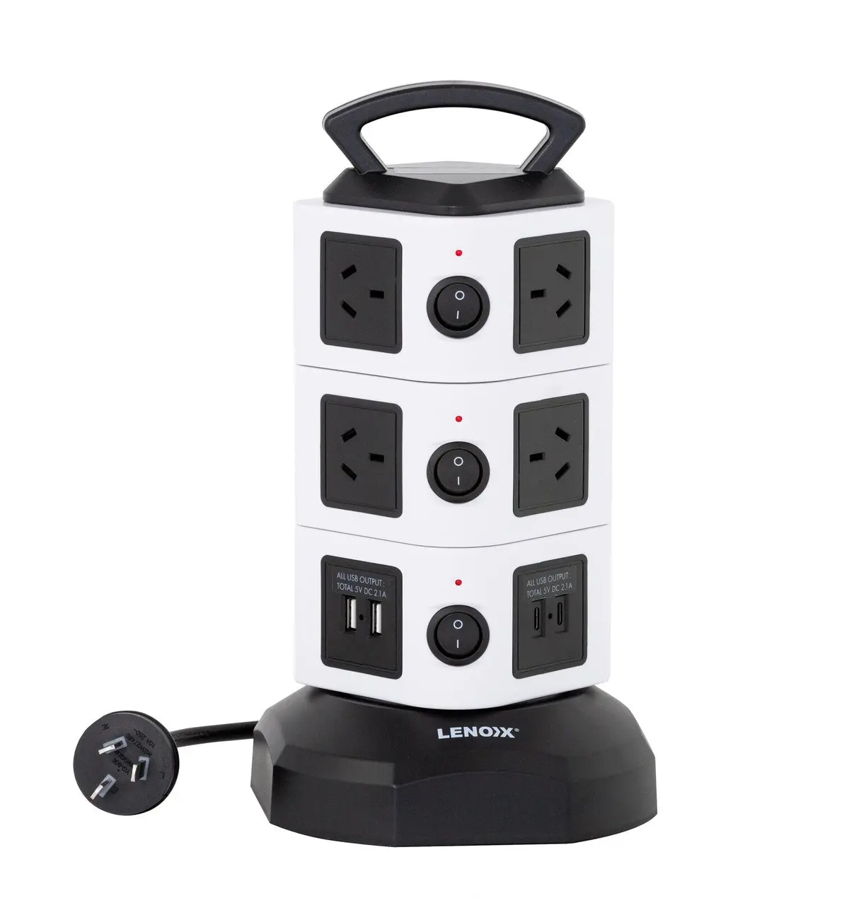 Lenoxx Tower Power Board With 10 Outlets + 2X Usb A & 2X Usb C 1