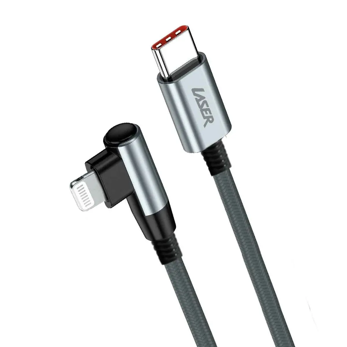 Laser 1M 18W Right Angle Lightning To Usb-C Braided Cable 1