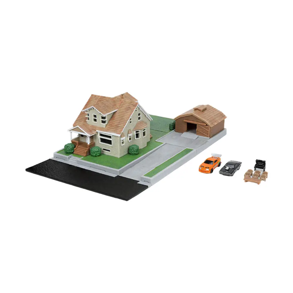 Jada Fast & Furious Dom's House Nano Scene With 2 Diecast Vehicles Diorama Model 1