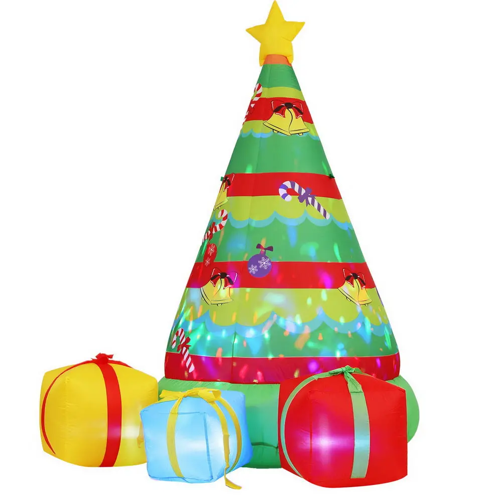 Jingle Jollys Christmas Inflatable Gift Tree 2.2M Height Flashing Light Decorations Illuminated 1